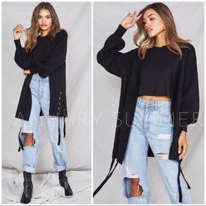 January Summer Elegant Black Cardigan